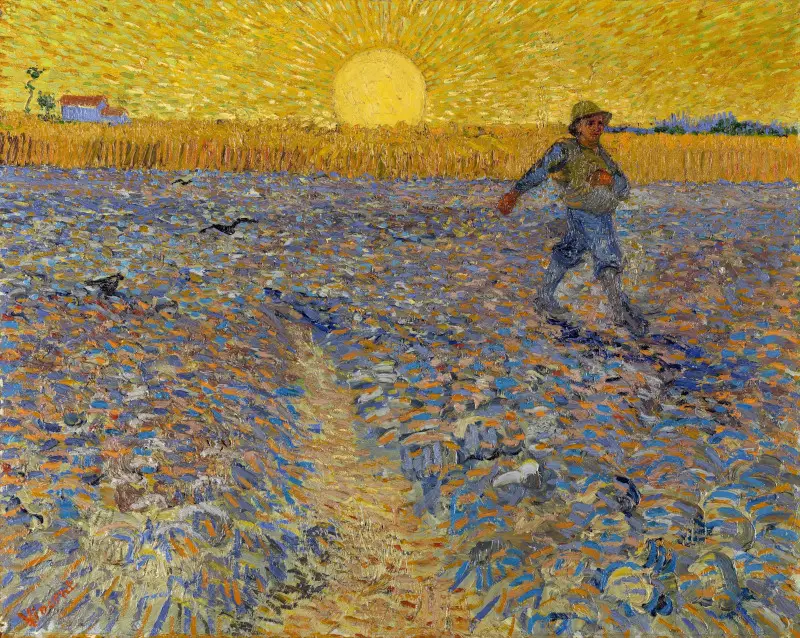La peinture du semeur au coucher du soleil de Vincent van Gogh